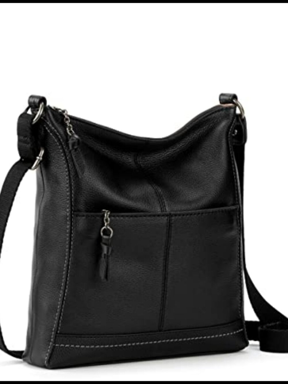 Leather Crossbody Bag with Adjustable Strap and Zipper Closure